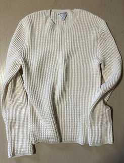 NWT $$1850 Bottega Veneta Men Crewneck Sweater Off White S Italy