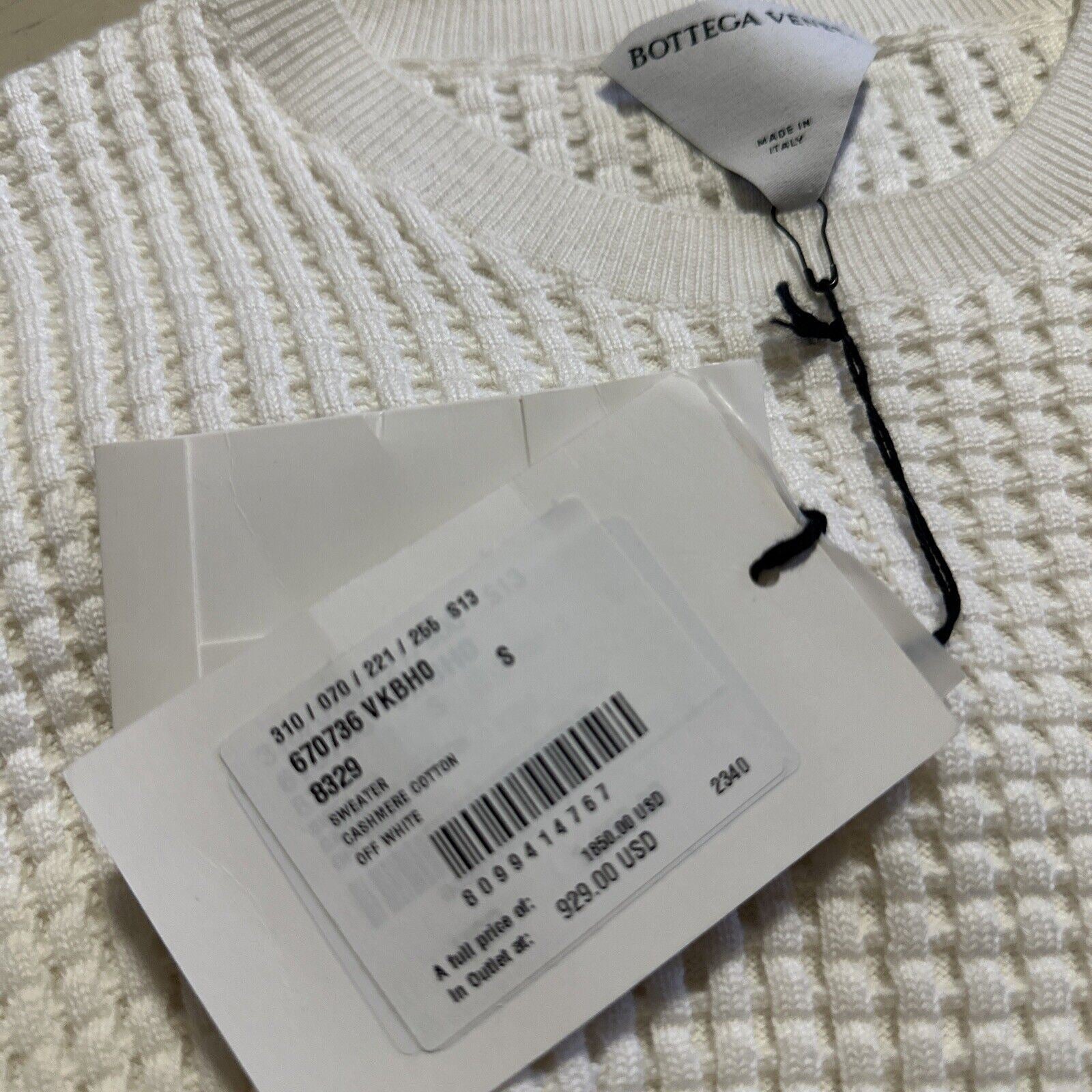NWT $1850 Bottega Venetta Мужской свитер с круглым вырезом Off White S Италия