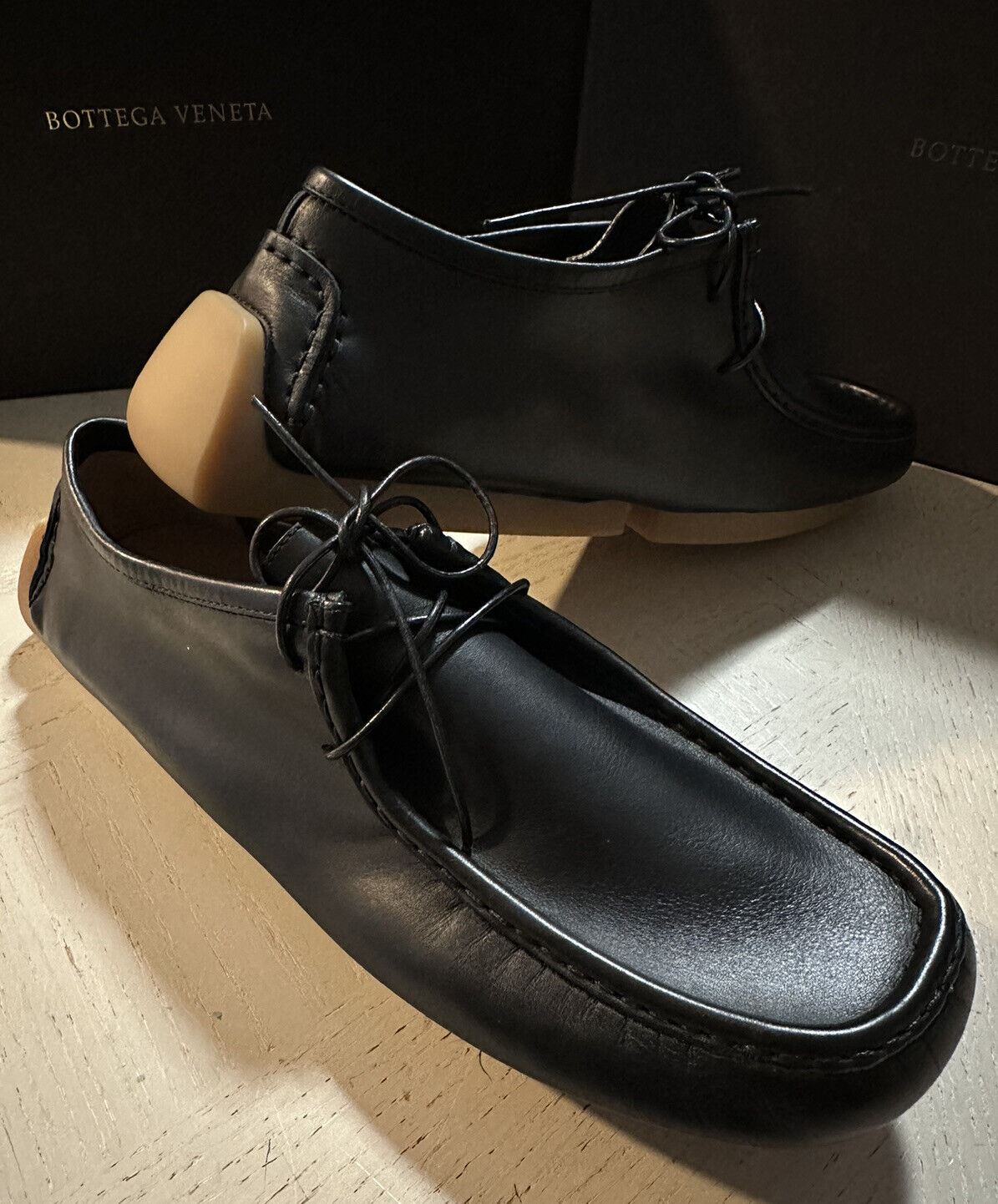 New $760 Bottega Venetta Men Leather Driver Loafers Shoes Black 8 US/41 Eu