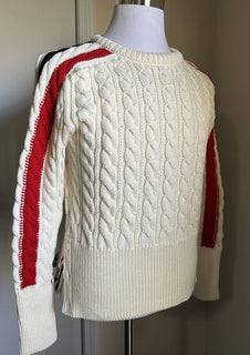 Neu mit Etikett: Thom Browne Herren-Pullover aus Merinowolle mit Zopfmuster, Weiß, Größe S (1), Irland