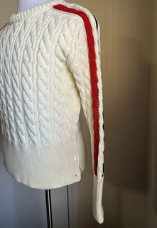 Neu mit Etikett: Thom Browne Herren-Pullover aus Merinowolle mit Zopfmuster, Weiß, Größe S (1), Irland