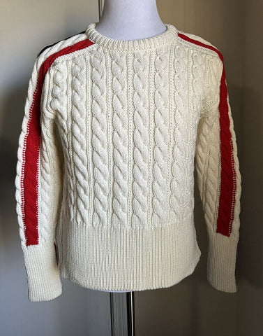 Neu mit Etikett: Thom Browne Herren-Pullover aus Merinowolle mit Zopfmuster, Weiß, Größe S (1), Irland
