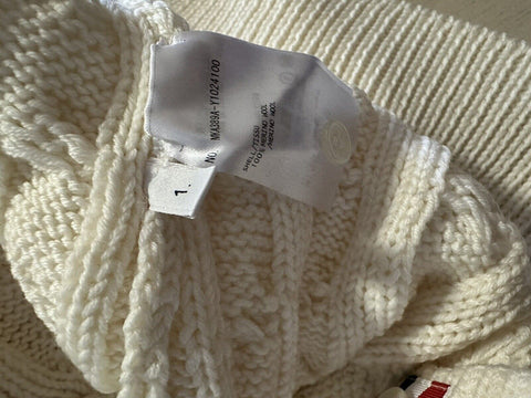 Neu mit Etikett: Thom Browne Herren-Pullover aus Merinowolle mit Zopfmuster, Weiß, Größe S (1), Irland