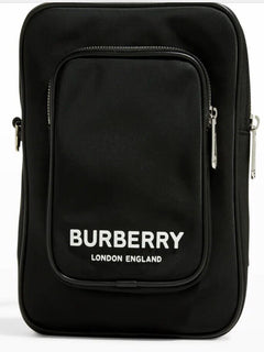 Neue 910 $ Burberry Herren-Umhängetasche aus Nylon mit Logo-Print in Schwarz, Italien