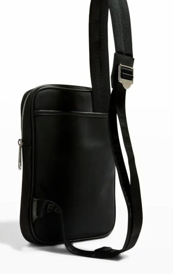 New $910 Burberry Men's Logo Print Nylon Crossbody Bag Black Italy