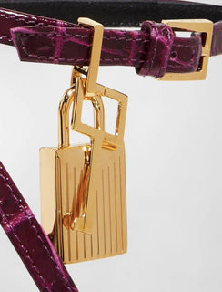 NIB $ 1290 TOM FORD 105 mm Lock Croco Stiletto Sandalen Cranberry 7 US/37 Eu