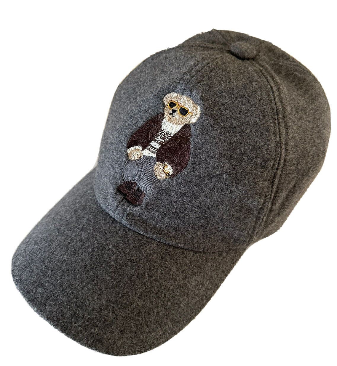 NWT Ralph Lauren Purple Label Bear Baseball Cap Hat Gray One Size Italy