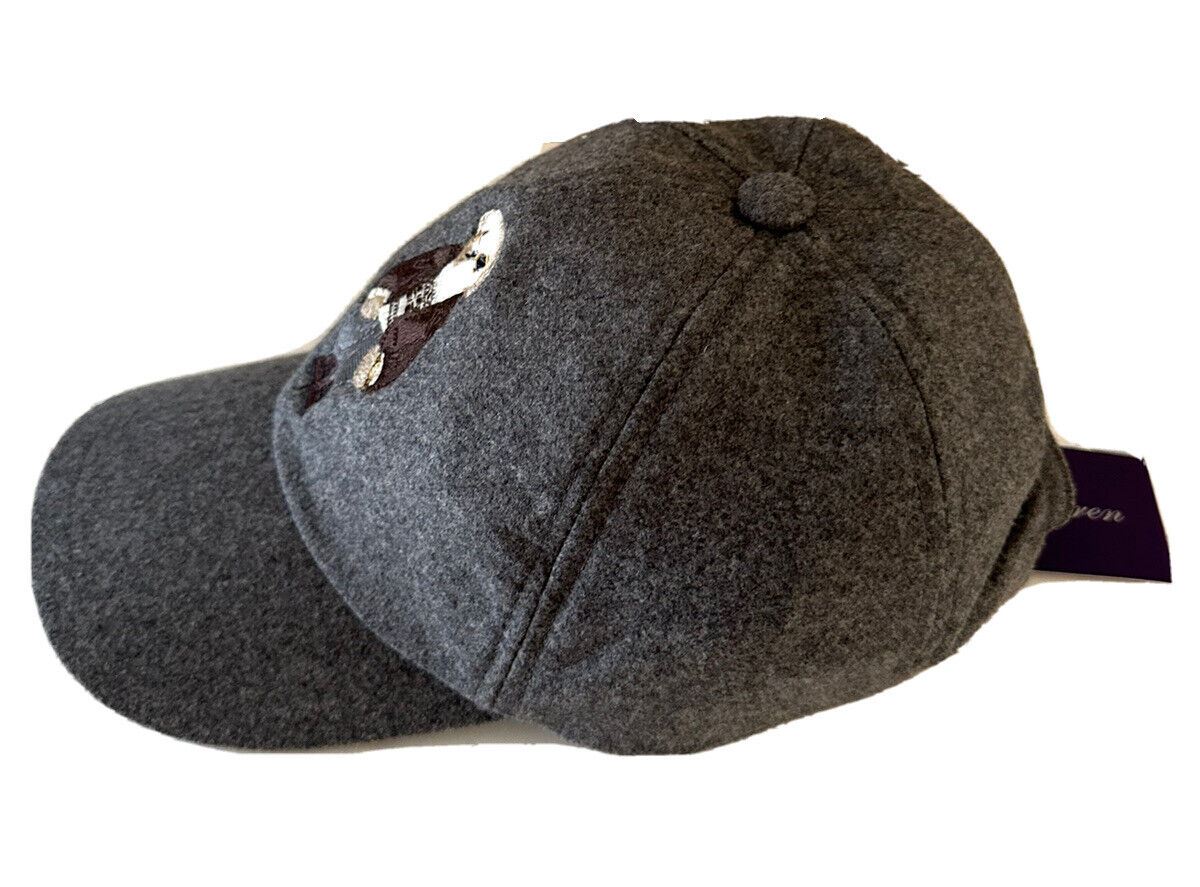 NWT Ralph Lauren Purple Label Bear Baseball Cap Hat Gray One Size Italy