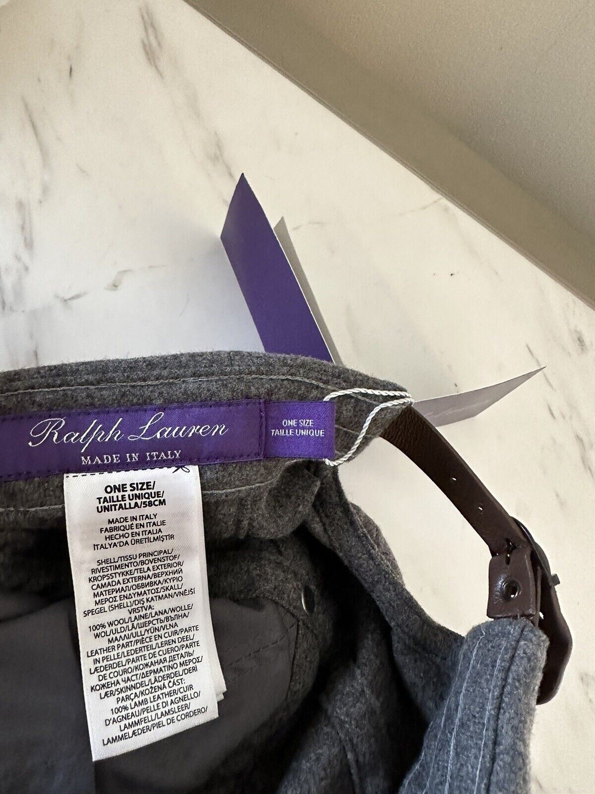 Neu mit Etikett: Ralph Lauren Purple Label Bear Baseballkappe, Grau, Einheitsgröße, Italien