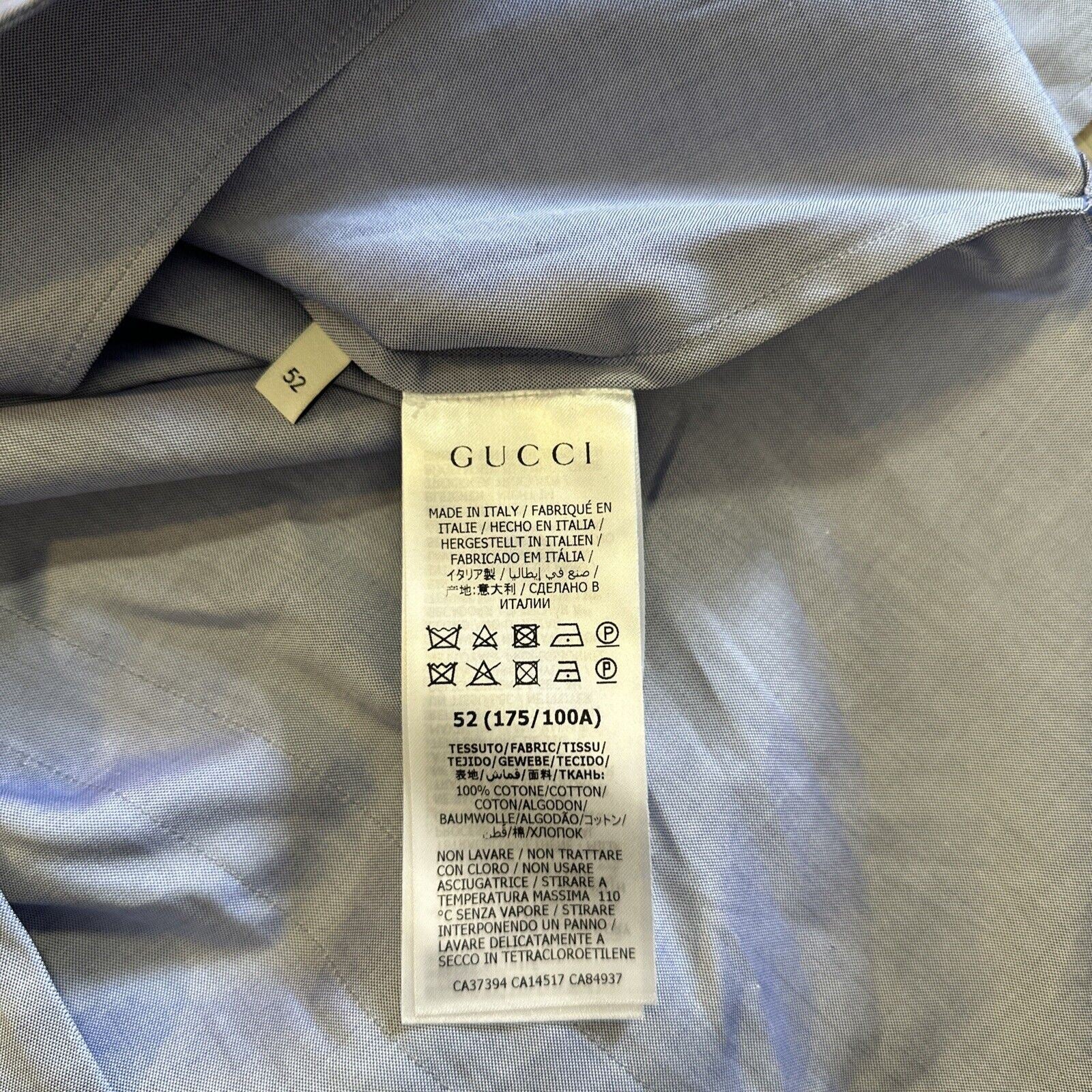 Neues Gucci-Herren-Jeanshemd aus feinem Oxford-Licht, Blau, XL US (52 Eu), Italien