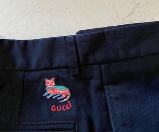 NWT $1150 Gucci Men’s Cotton Pants Color Navy Size 28 US Italy
