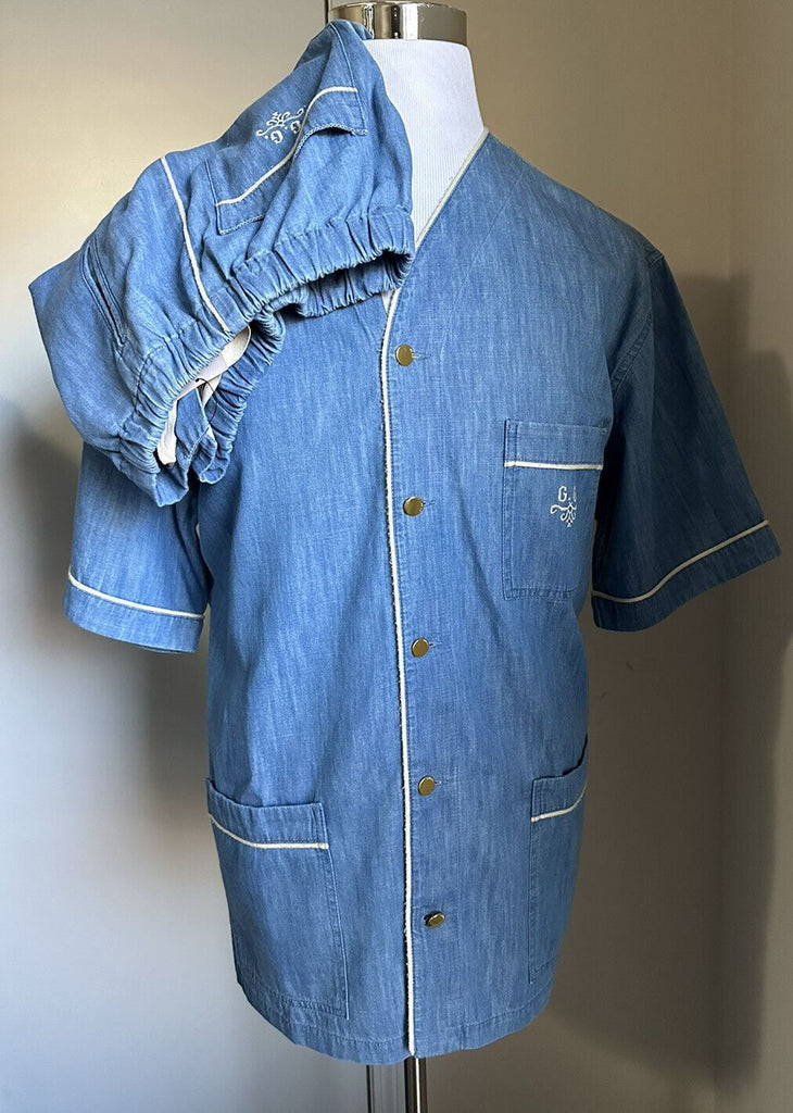 Neues Gucci-Set aus gewaschenen Jeansshorts und Hemd für Herren im Wert von 1980, Blau, 40 US/50 Eu