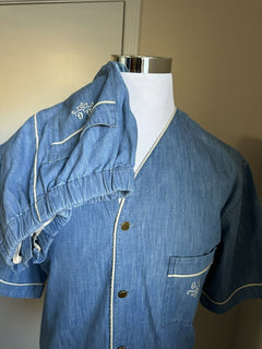 Neues Gucci-Set aus gewaschenen Jeansshorts und Hemd für Herren im Wert von 1980, Blau, 40 US/50 Eu