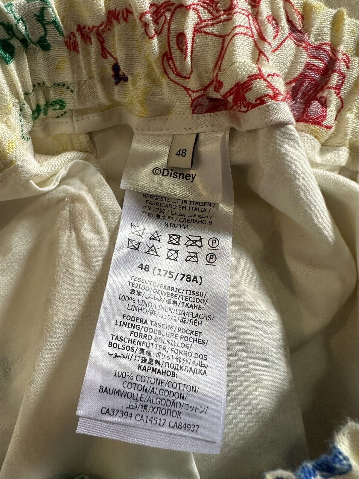 СЗТ $1380 Мужские льняные шорты Gucci Mickey цвета слоновой кости 32 США/48 ЕС