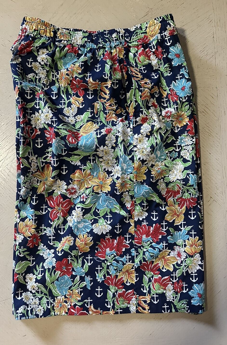 NWT $850 Gucci Men Hawaian Anchors On Muslin Short Pants Blue/Multi 36 US/52 E