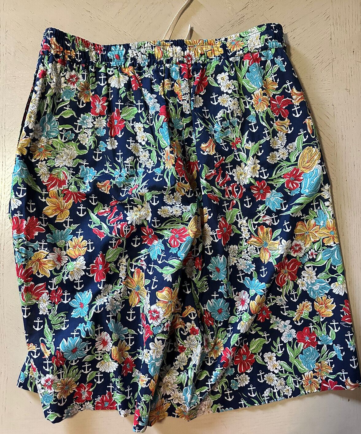 NWT $850 Gucci Men Hawaian Anchors On Muslin Short Pants Blue/Multi 36 US/52 E