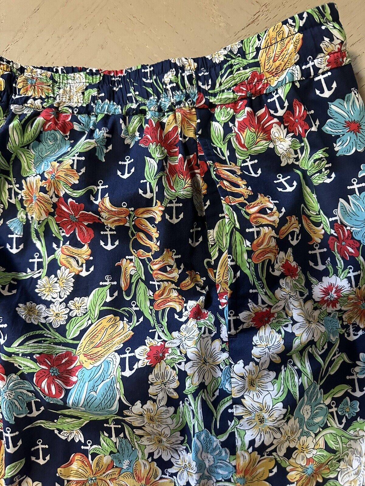 NWT $850 Gucci Men Hawaian Anchors On Muslin Short Pants Blue/Multi 36 US/52 E