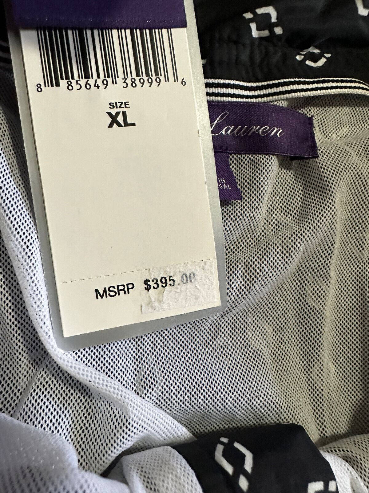 NWT $395 Мужские шорты для плавания Ralph Lauren Purple Label, черные/белые, размер XL (38 США)