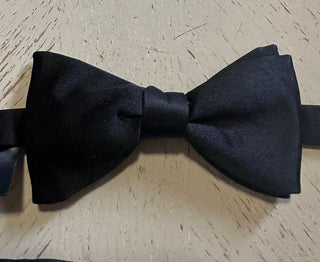 New Ermenegildo Zegna Silk Bow Tie Black Made in Italy