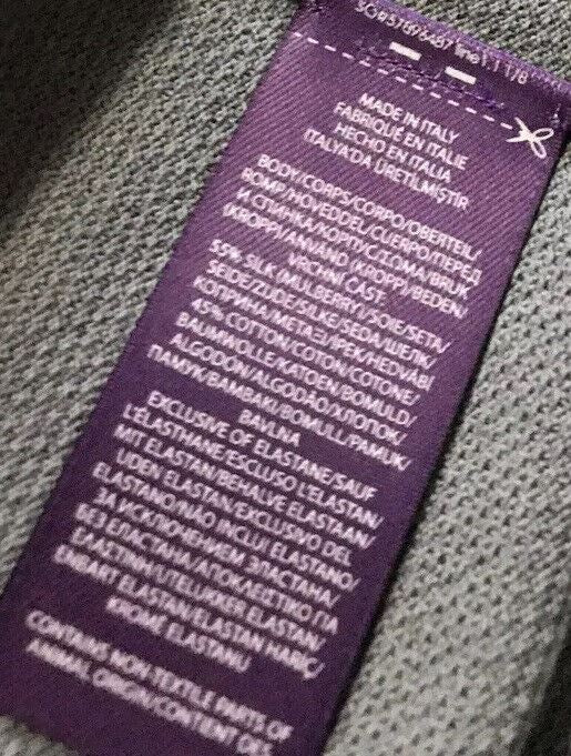 Neu mit Etikett: 795 $ Ralph Lauren Purple Label Herrenhemd aus Seide/Baumwolle DK Grau S Italien