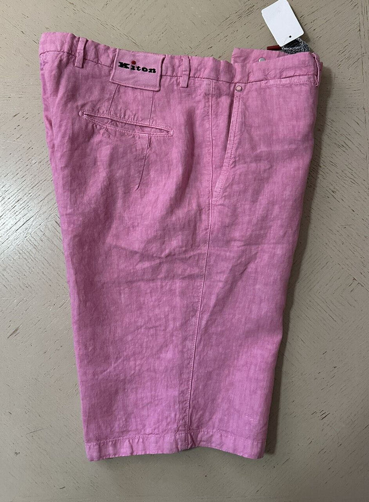 NWT $995 Kiton Mens Linen Short Color SEAFOAM Pink Size 38 Italy
