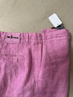 NWT $995 Kiton Mens Linen Short Color SEAFOAM Pink Size 38 Italy