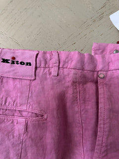 NWT $995 Kiton Mens Linen Short Color SEAFOAM Pink Size 38 Italy