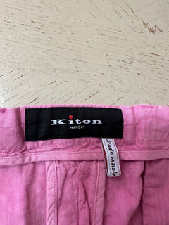 NWT $995 Kiton Mens Linen Short Color SEAFOAM Pink Size 38 Italy