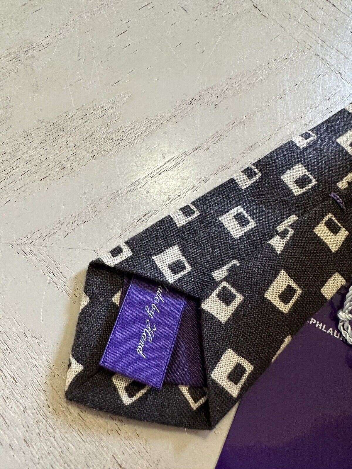 Neu 225 $ Ralph Lauren Purple Label Last Leinen-Krawatte Braun Handgefertigt in Italien