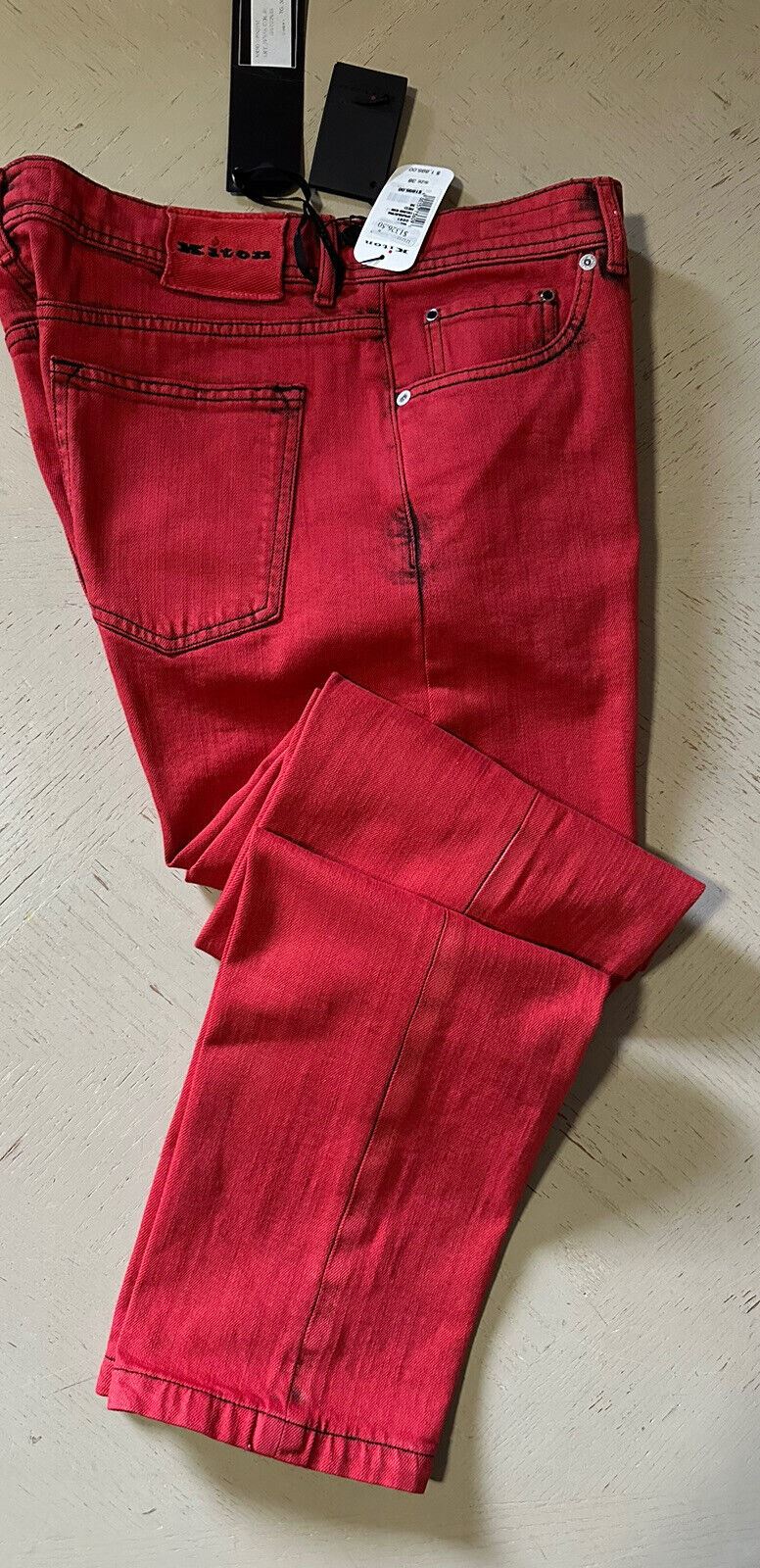 NWT $1895 Kiton Мужские прямые облегающие джинсовые брюки красные 38 США (размер 36)