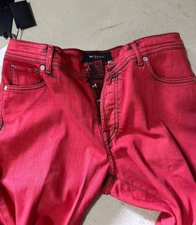 NWT $1895 Kiton Men Straight Leg Slim Fit Jeans Pants Red 38 US ( Measured 36 )