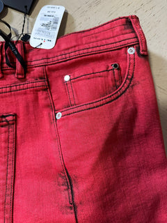 NWT $1895 Kiton Men Straight Leg Slim Fit Jeans Pants Red 38 US ( Measured 36 )
