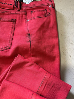 NWT $1895 Kiton Men Straight Leg Slim Fit Jeans Pants Red 38 US ( Measured 36 )