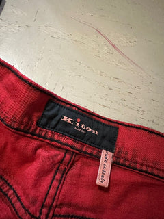 NWT $1895 Kiton Men Straight Leg Slim Fit Jeans Pants Red 38 US ( Measured 36 )