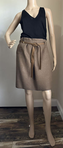 $1995 Brunello Cucinelli Belted Skirt Brown 10 US ( 46 It ) Italy