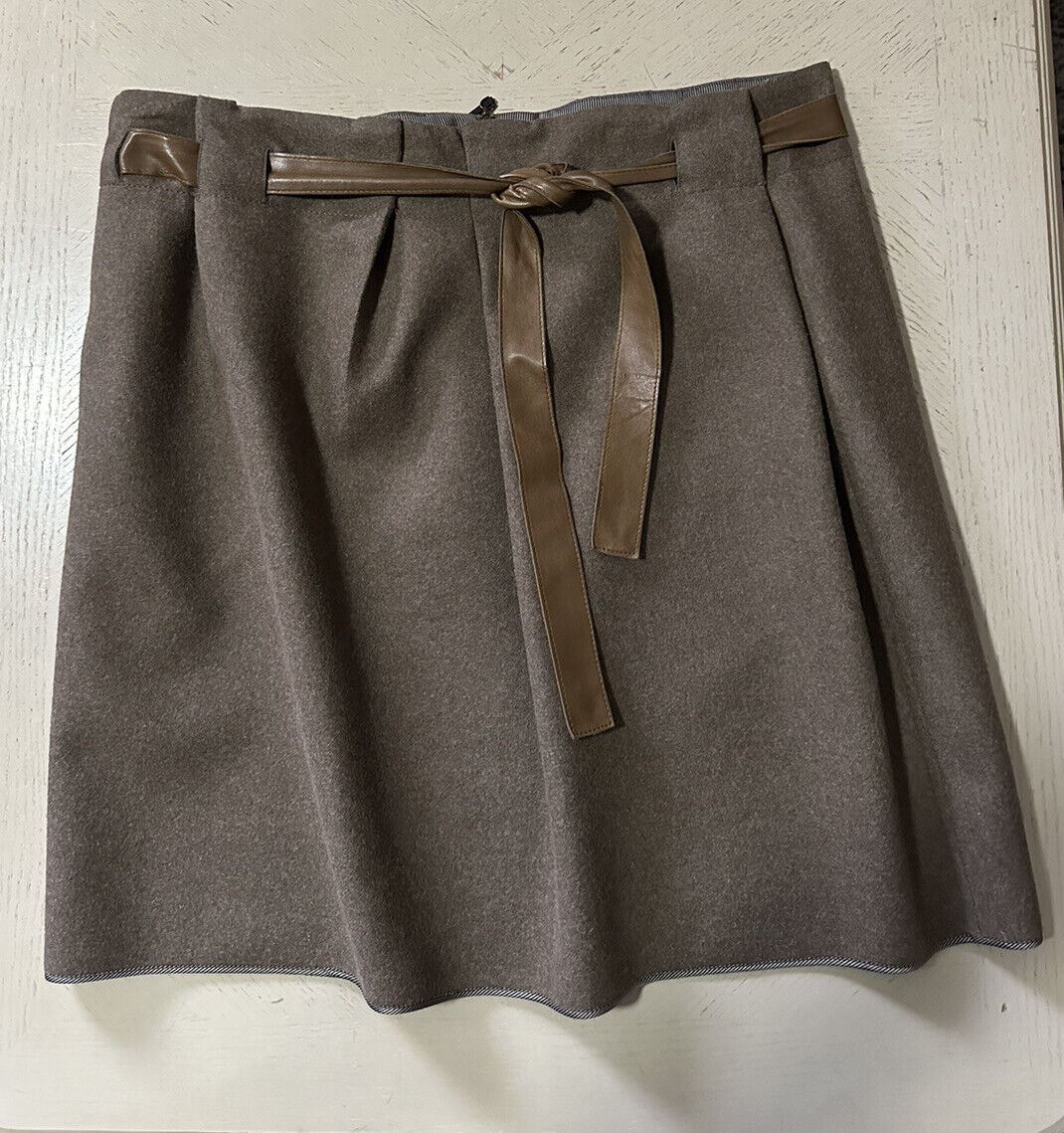 $1995 Brunello Cucinelli Belted Skirt Brown 10 US ( 46 It ) Italy