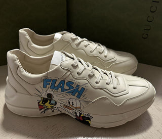 Новые мужские кожаные кроссовки Gucci Disney Gucci за 1980 долларов, цвета слоновой кости 15 US/14 UK 656509