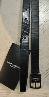 New Saint Laurent Men CINTURA PRINT Leather Belt Black 95/38