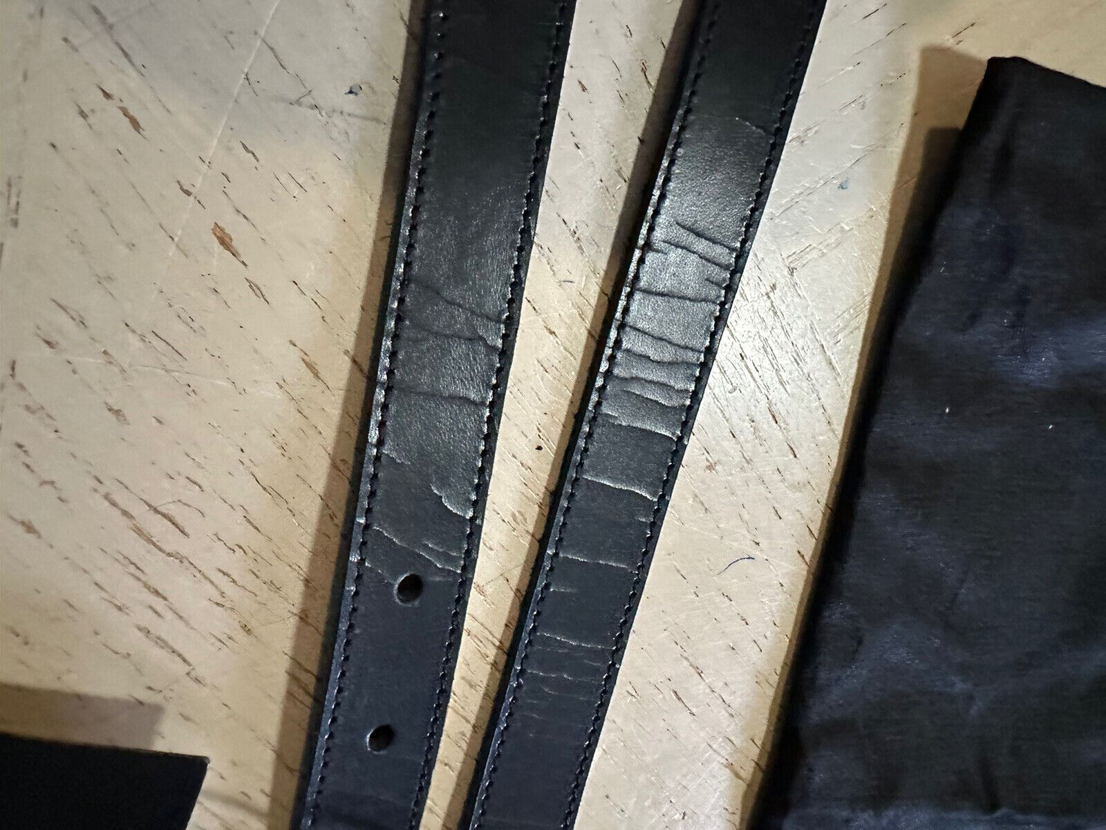 New Saint Laurent Men CINTURA PRINT Leather Belt Black 80/32
