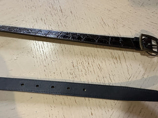 Neuer Saint Laurent Herren-Ledergürtel mit Krokodilprägung, Schwarz, 100/40