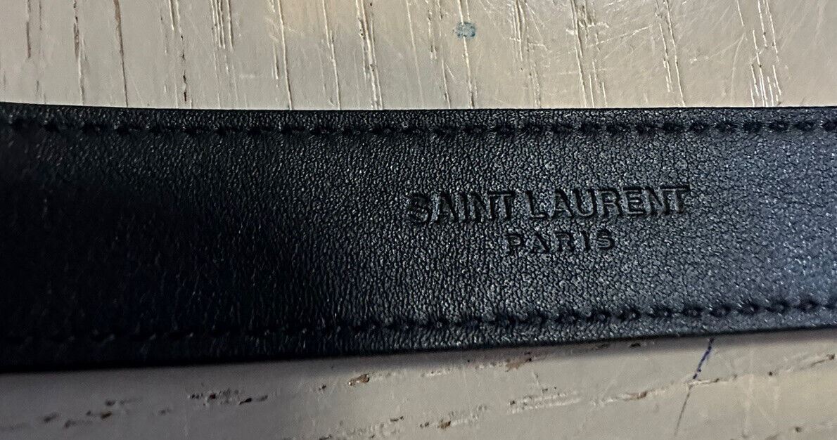 Neuer Saint Laurent Herren-Ledergürtel mit Krokodilprägung, Schwarz, 100/40