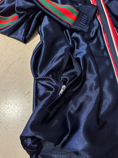 NWT $1800 Gucci Men Technical Polyester Track Jacket Blue GG Monogram M