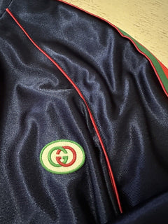 NWT $1800 Gucci Men Technical Polyester Track Jacket Blue GG Monogram M