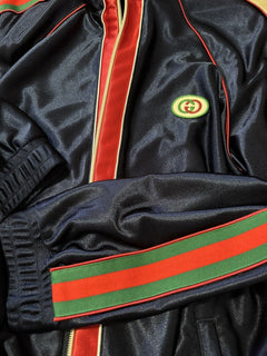 NWT $1800 Gucci Men Technical Polyester Track Jacket Blue GG Monogram M