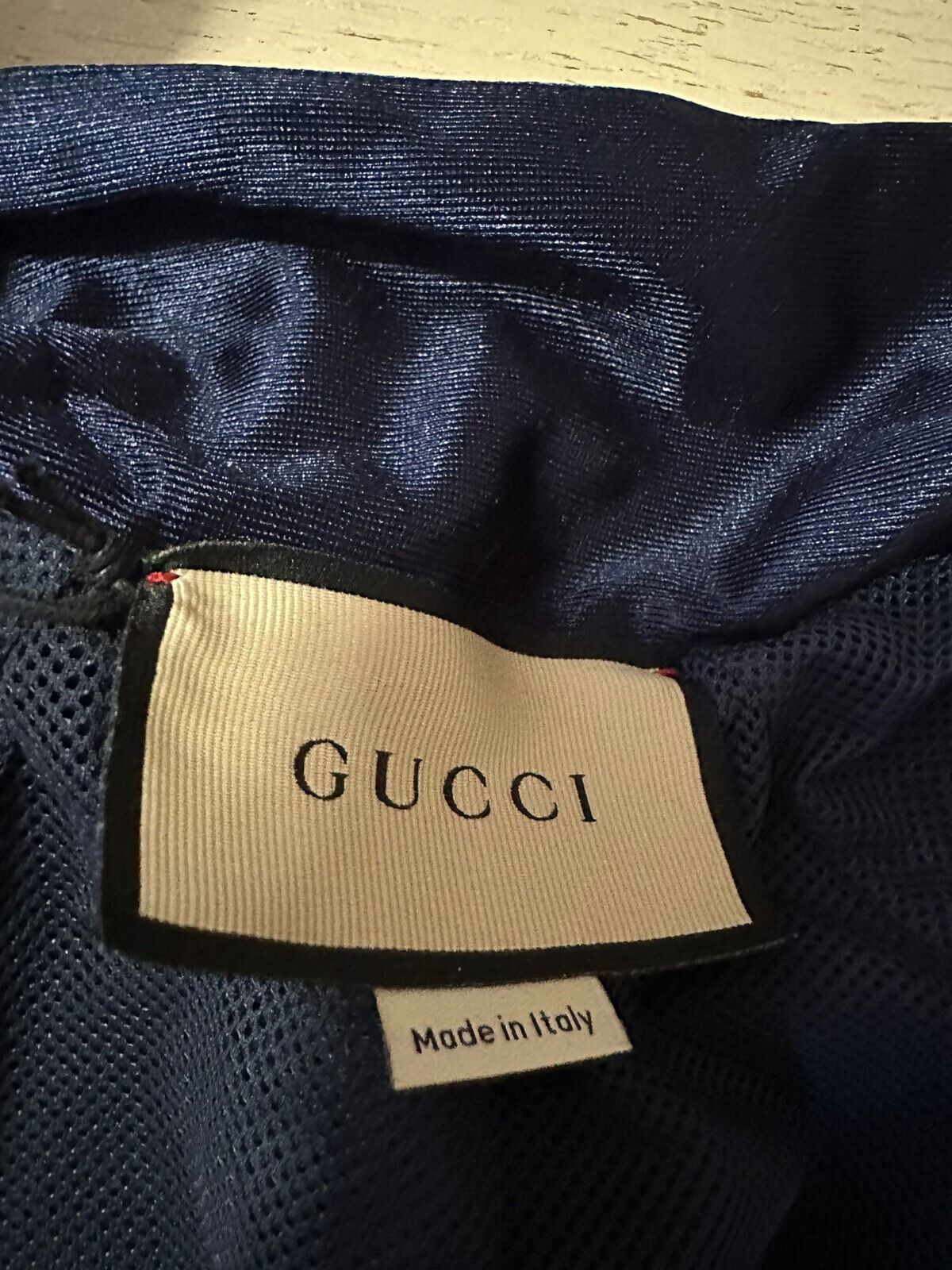 Neu mit Etikett: 1.800 $ Gucci Herren-Trainingsjacke aus technischem Polyester Blaues GG-Monogramm M