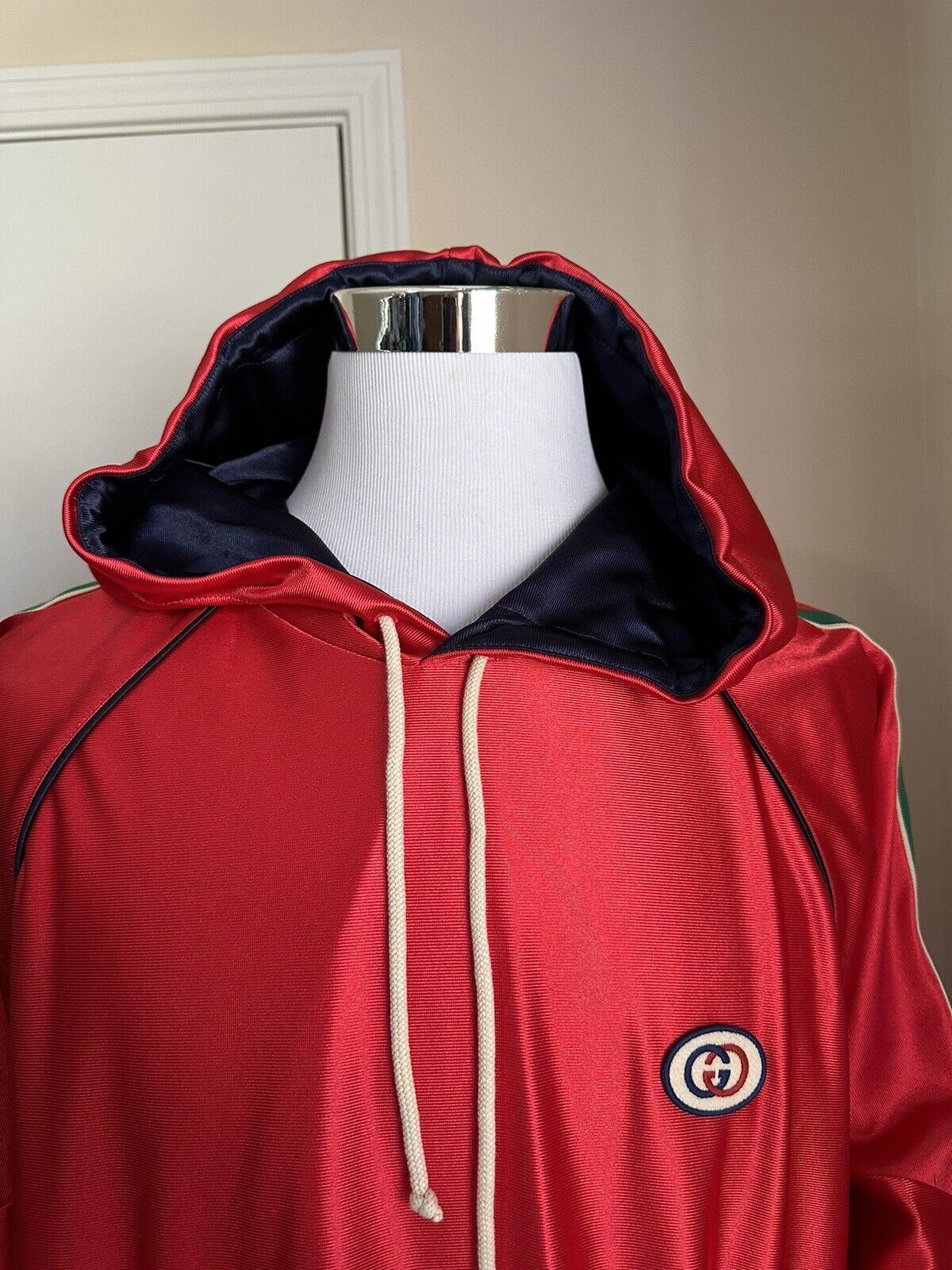 NWT $1550 Gucci Мужская спортивная куртка из технического полиэстера Пуловер красного цвета, размер XXL