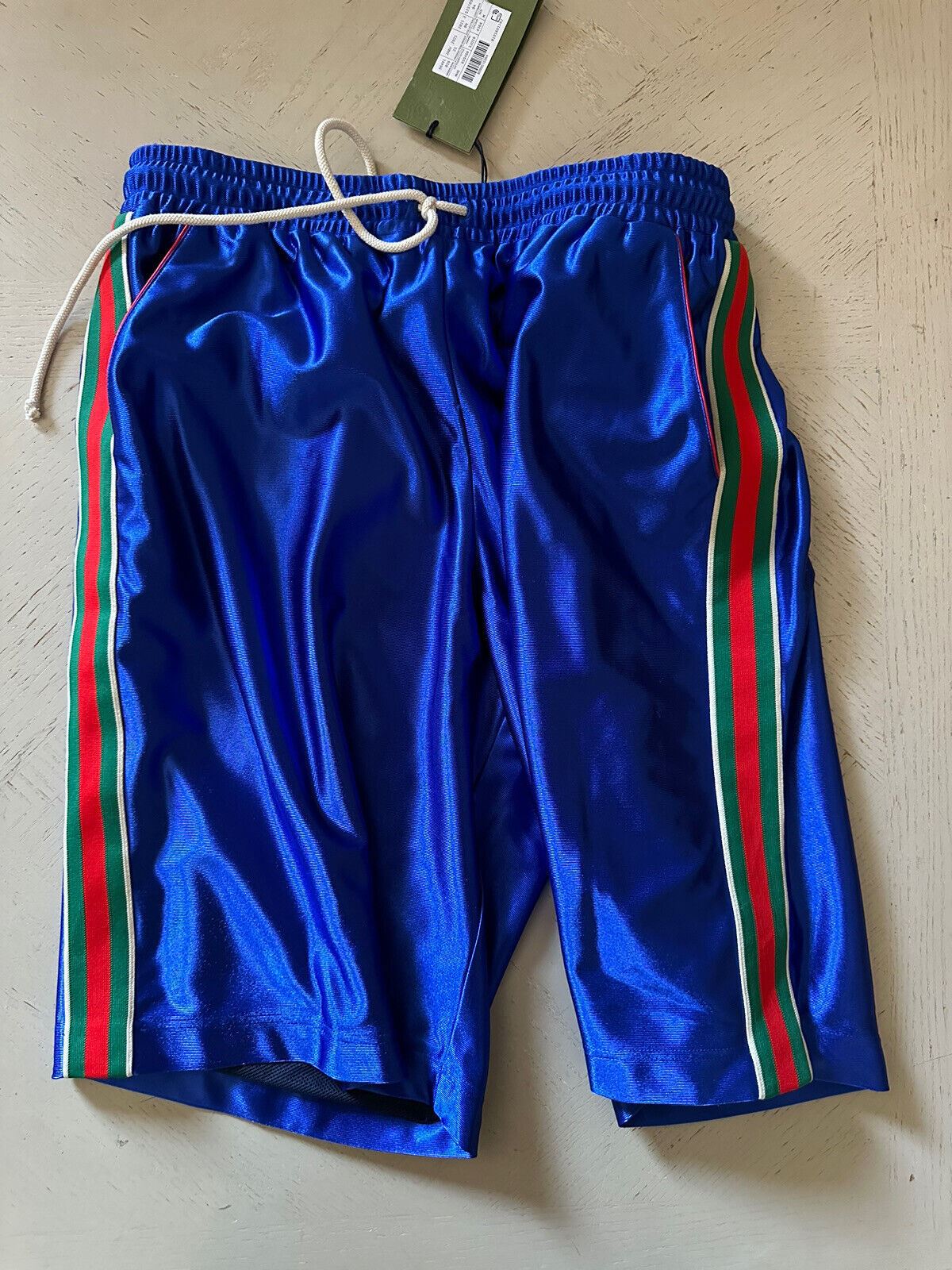 Neu mit Etikett: 1.450 $ Gucci Herren-Shorts aus technischem Polyester mit GG-Monogramm, Blau M