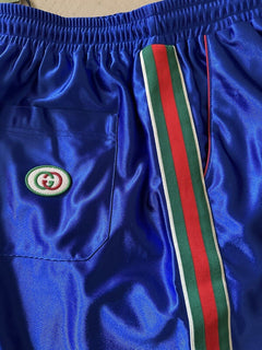 NWT $1450 Gucci Men’s GG Monogram Technical Polyester Short Pants Blue M
