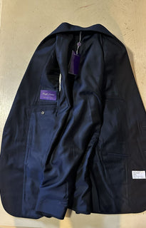 Новый мужской костюм Ralph Lauren Purple Label стоимостью 3495 долларов в темно-синюю полоску 42 л США/52 л ЕС Италия