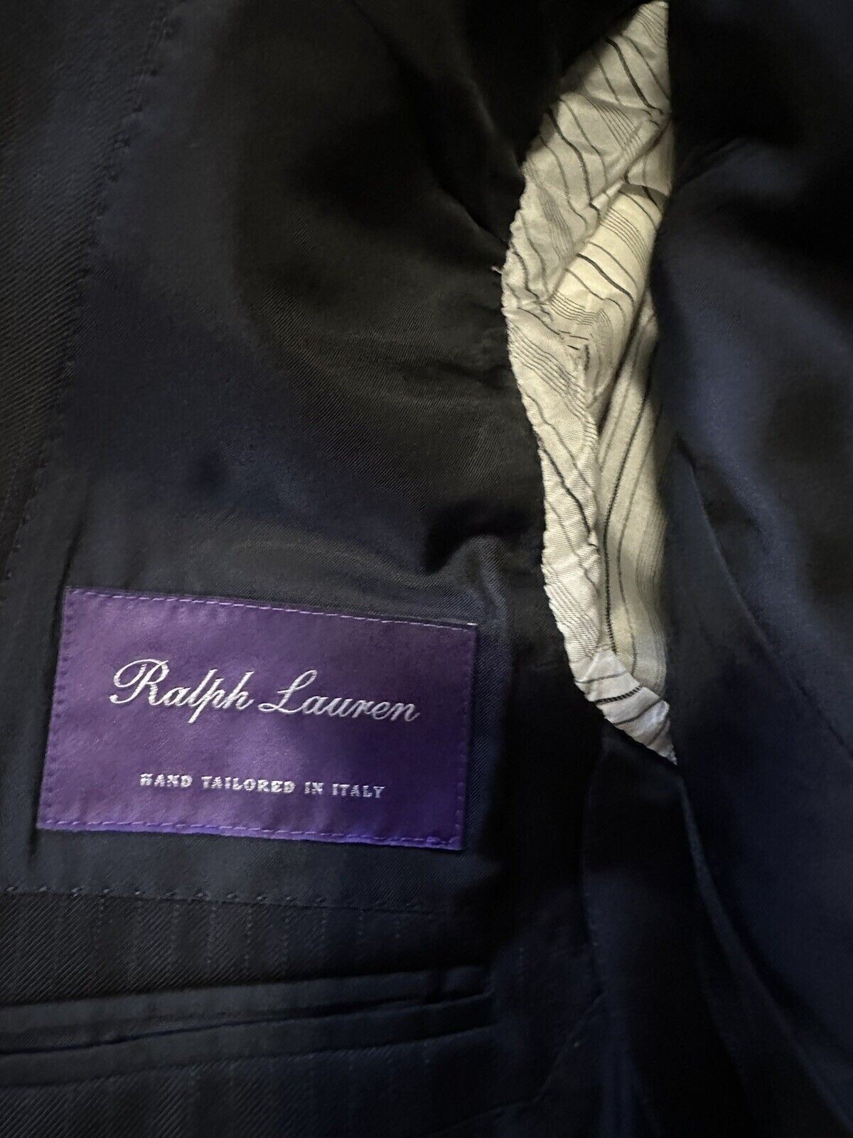 New $3495 Ralph Lauren Purple Label Men Suit Navy Striped 42L US/52L Eu Italy